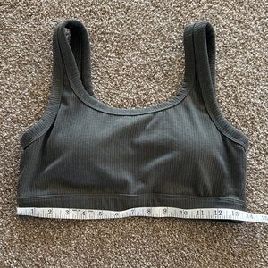 Women's Ribbed Gray Sports Bra